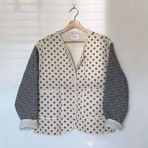 Things Between Beige and Black Patterned Quilted Jacket